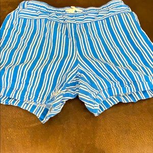 Blue and white striped shorts